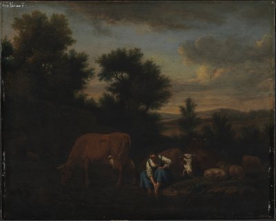 Herderin met vee door Adriaen van de Velde