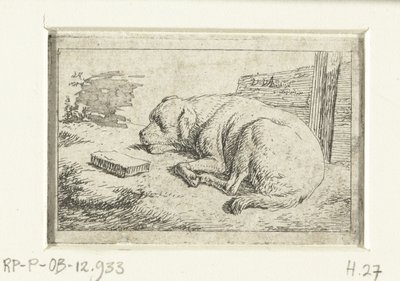 Slapende hond door Adriaen van de Velde