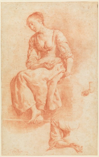 Zittend meisje door Adriaen van de Velde