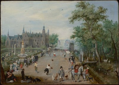 Een balspel voor een landelijk paleis door Adriaen van de Venne