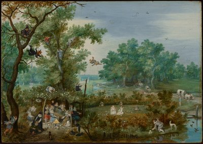 Vrolijk gezelschap in een prieel door Adriaen van de Venne