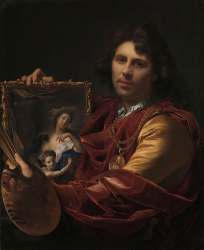 Zelfportret met het Portret van zijn Vrouw, Margaretha van Rees, en hun Dochter Maria door Adriaen van der Werff
