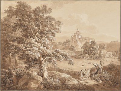 Vissers op de rivier Zschopau bij kasteel Kriebstein, Saksen door Adrian Zingg