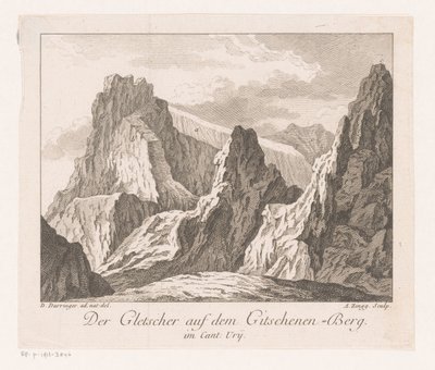 Gezicht op een gletsjer in de Alpen door Adrian Zingg