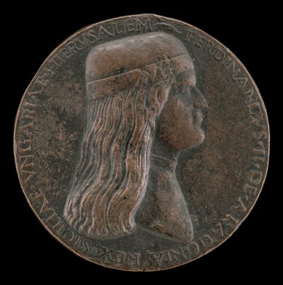Ferdinand II van Aragon, overleden 1496, Prins van Capua en Koning van Napels 1495 [voorzijde], 1495 door Adriano Fiorentino