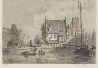 Gezicht in Brugge door Adrianus Eversen (signed by artist)