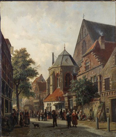 Een Nederlandse straattafereel door Adrianus Eversen