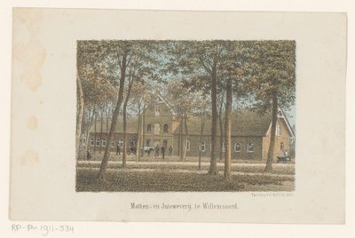 Gezicht op de matten- en juteweverij te Willemsoord door Adrianus Hidde Heremiet Voorhorst (possibly)