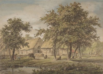 Landschap met een boerderij, 1757-1837 door Adrianus de Visser