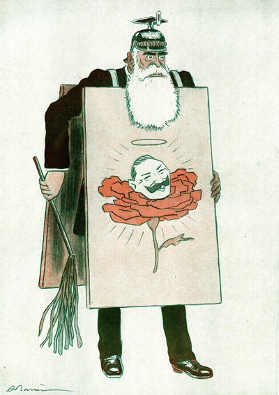 Cartoon door de Griekse premier Stephanos Skouloudis door Adrien Barrere