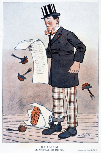 Cartoon door Jules Renard (1864/1910), Franse schrijver, door Barrère, A. 1923. door Adrien Barrere