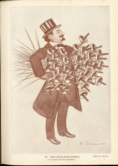 Fantasio, ca. 1912_4_1 - Illustratie van A Barrere (1874-1931): Schermen - Rouzier Dorcieres door Adrien Barrere
