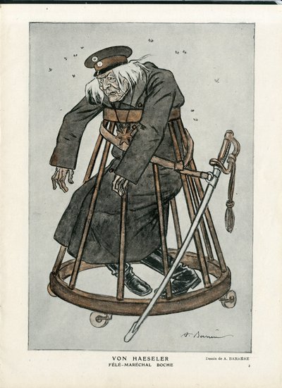 Fantasio, ca. 1916_6_1 - Illustratie van A Barrere: Oorlog van 14-18, Duitsland Pruisen, Data verifiëren - Von Haesler - Senilisatie door Adrien Barrere