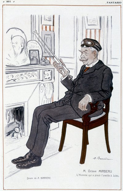 Humoristische tekening over Octave Mirbeau door Barrère - in 