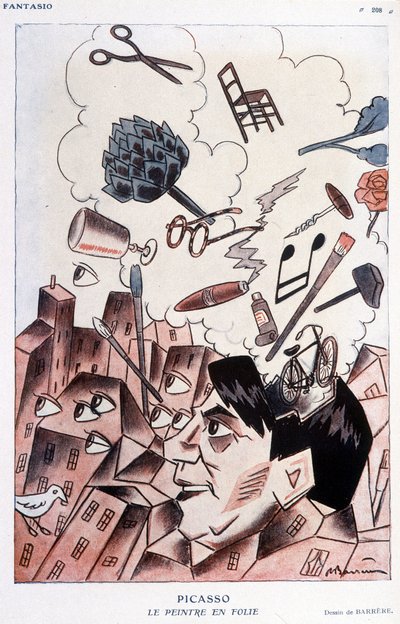 Humoristische tekening van Pablo Picasso door Barrère - in Fantasio, van 15/11/1928 door Adrien Barrere