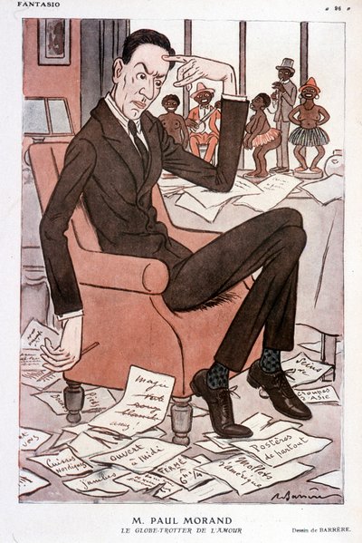 Humoristisch portret van Paul Morand - door Barrère in 