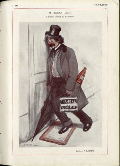 Illustratie van A Barrere (1874-1931) in "Fantasio" - Controleer data - Coutant Jules door Adrien Barrere