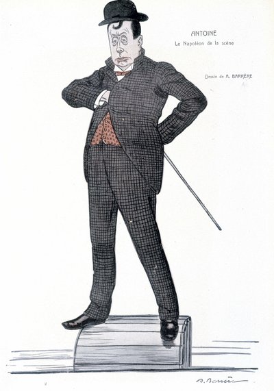 Portret van Andre Antoine (1858-1943), Franse regisseur, acteur, theoreticus en theaterdirecteur - Tekening door A. Barrere - in 