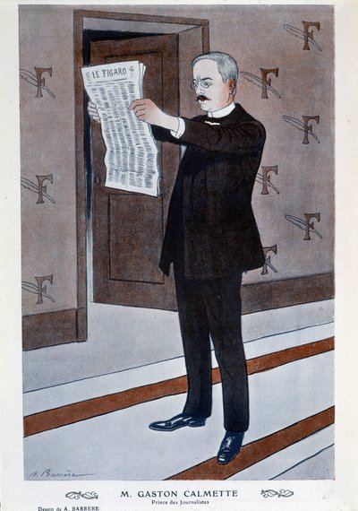 Portret van Gaston Calmette, directeur van Figaro, door Barrère, Fantasio door Adrien Barrere