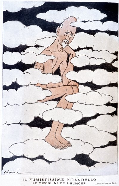 Portret van Luigi Pirandello (1867 - 1936), Italiaanse toneelschrijver - Illustratie door Adrien Barrere (1877-1931) in 
