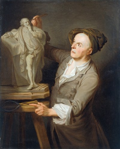 Louis-Francois Roubiliac (1695-1762) modelleert zijn monument voor Shakespeare door Adrien Carpentiers