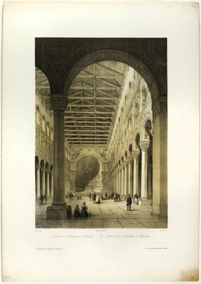 Interieur van de Basiliek van München, plaat 70 uit Allemande door Adrien Dauzats