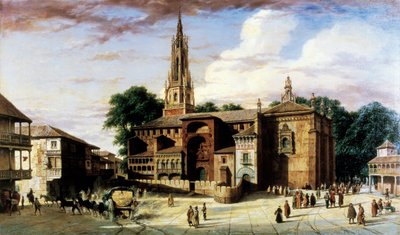 Uitzicht op de stad Manzanares in Spanje door Adrien Dauzats
