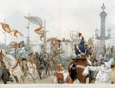 Carnaval in Parijs: beef gras - aquarel door Adrien Marie door Adrien Emmanuel Marie