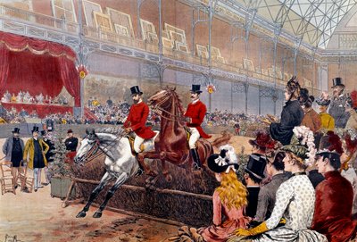 Paardenrennen: heg springen. Lithografie door Adrien Emmanuel Marie (1848-1891) 19e eeuw Parijs, Musee Carnavalet door Adrien Emmanuel Marie