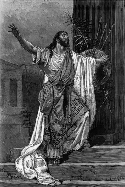 Portret van komiek Jean Sully Mounet genaamd Mouney-Sully (Mounet Sully) (1841-1916) in de rol van Oedipus voor het stuk 