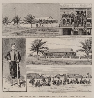 De Onlusten in West-Afrika, de Engelse Hausa-troepen in Accra door Adrien Emmanuel Marie