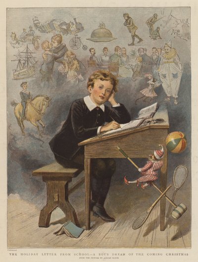 De vakantiebief van school, de droom van een jongen over het komende kerstfeest door Adrien Emmanuel Marie