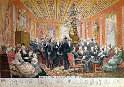 Salon van Victor Hugo, 21 rue de Clichy, Parijs, december 1875 door Adrien Emmanuel Marie