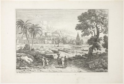 Landschap met twee palmen door Adrien Manglard