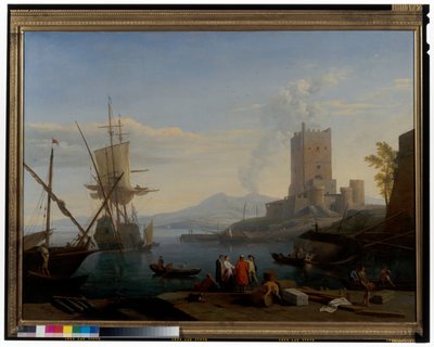 Haven met de Vesuvius op de achtergrond door Adrien Manglard