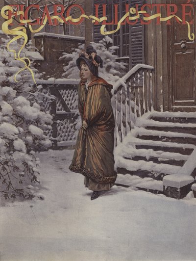 Eerste Sneeuw. Omslag van Le Figaro Illustre, januari 1894 door Adrien Moreau