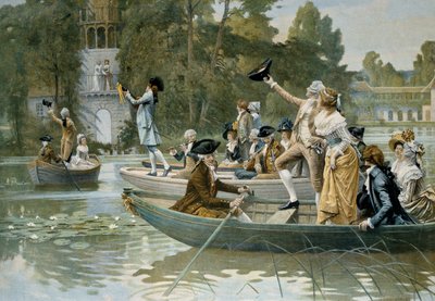 Serenade au Peer Trianon, illustratie van een serenade ter ere van koningin Marie Antoinette (1755-1793) door Adrien Moreau