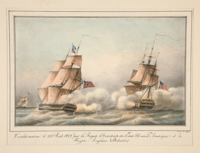 Combat soutenu le 23 Aout 1812 par la Frigate le President des Etats-Unis door Adrien Victor Auger