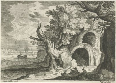 Aquaduct met waterval door Egidius  Sadeler (II)