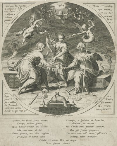 De drie schikgodinnen door Egidius  Sadeler (II)