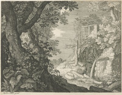 Drinkende mannen in een herberg door Egidius  Sadeler (II)