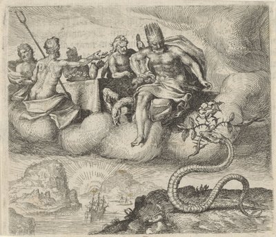 Fabel van Jupiter en de slang door Egidius  Sadeler (II)