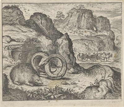 Fabel van de egel en de slang door Egidius  Sadeler (II)