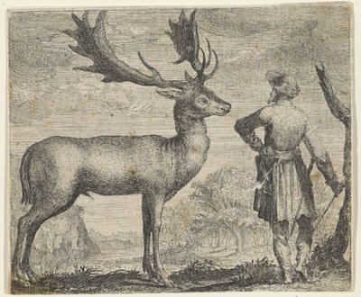 Fabel van de eland en de mens door Egidius  Sadeler (II)