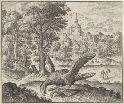 Fabel van de gier en de nachtegaal door Egidius  Sadeler (II)