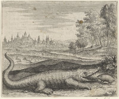 Fabel van de krokodil en mangoest door Egidius  Sadeler (II)