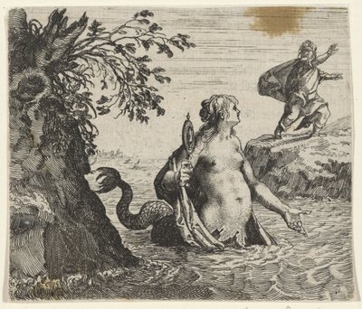 Fabel van de zeemeermin door Egidius  Sadeler (II)