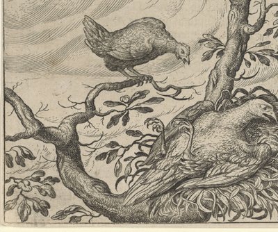 Fabel van de zieke gier door Egidius  Sadeler (II)