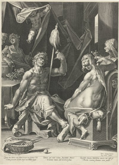 Hercules en Omphale door Egidius  Sadeler (II)