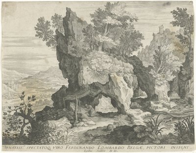 Rotslandschap met de Heilige Hieronymus door Egidius  Sadeler (II)